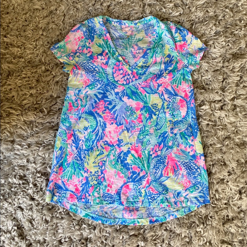 Lilly Pulitzer Etta Top Mermaid’s Cove EUC
